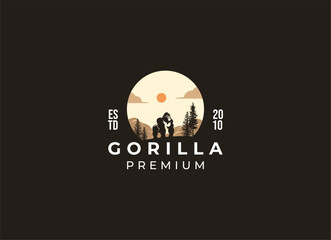 Silhouette of gorilla logo, minimalist gorilla logo design © AlvinStd.