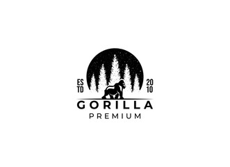Vintage Gorilla Logo Design, silhouette of gorilla logo - obrazy, fototapety, plakaty