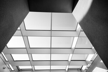 Abstract skylight. Modern architecture in black and white.
