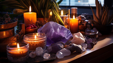 Serene Spa Ambiance Healing Crystals Enhancing Relaxation and Wellness