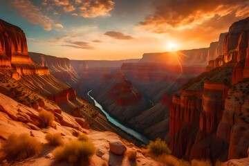 canyon view in summer. Colorful canyon landscape at sunset. nature scenery in the canyon. amazing nature background. summer landscape in nature. Tasyaran canyon travel in the great valley