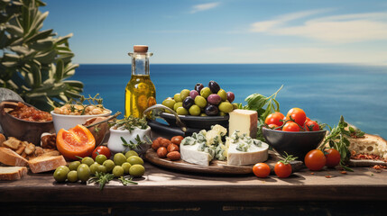 Vibrant Mediterranean Feast Colorful Assortment of Traditional Foods