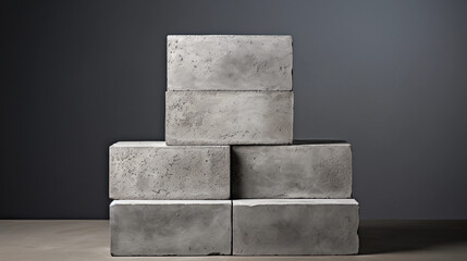 Neatly Stacked Neutral Grey Concrete Blocks