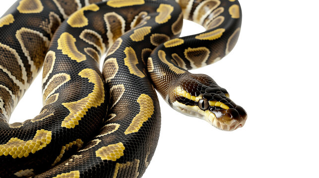 A python snake isolated on a white background