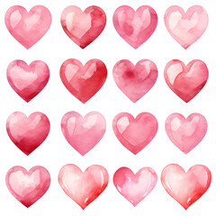 Pink watercolor hearts. Valentines Day clipart
