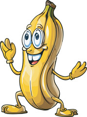 happy banana cartoon character