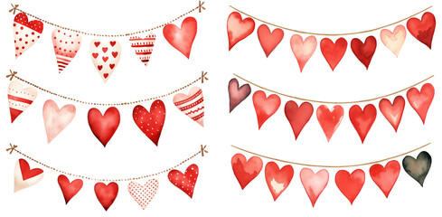 Wedding banners. Watercolor Valentines Day clipart