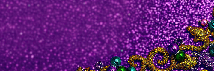 Purple and gold glitter background Carnival decoration Mardi gras,luxury party invitations, elegant wedding stationery, glamorous event promotions, and sophisticated social media posts. 