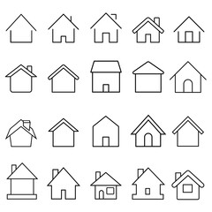 Home icon vector set. House illustration sign collection. Cottage symbol. Hut logo. - obrazy, fototapety, plakaty