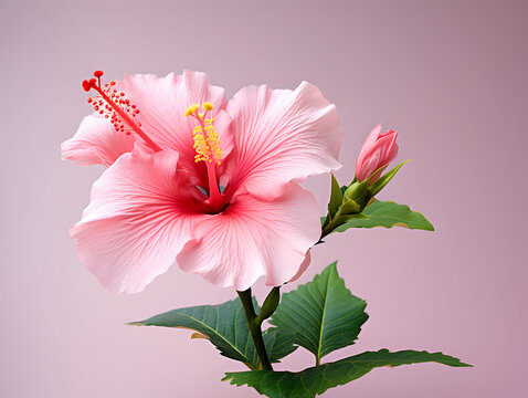Hibiscus Rosa flower in studio background, single Hibiscus Rosa flower, Beautiful flower images