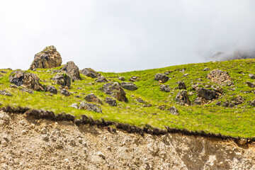 majestic Caucasus mountains drowning in clouds