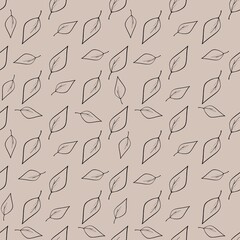 Seamless pattern of contour leaves