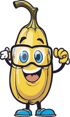 funny cartoon banana with googles