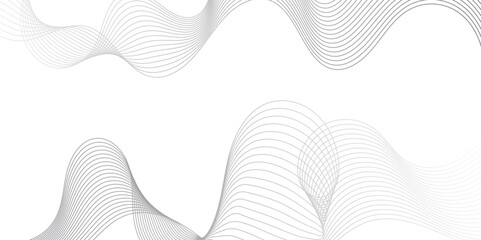 Abstract grey, white smooth element swoosh speed wave modern stream background. Wave with lines created using blend tool. Abstract frequency sound wave lines and twisted curve lines background. - 702754431