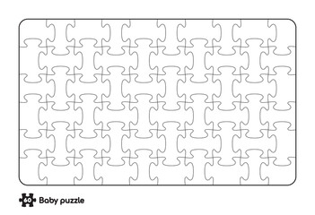 Vector baby puzzle template. 60 pieces. Isolated on white background