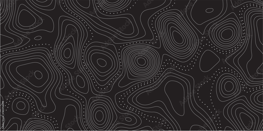Poster opographic map background concept with space for your copy.Topographic background and texture, monochrome image..Gray and white wave abstract topographic map contour, lines Pattern background.