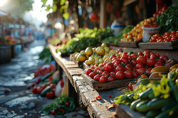 Fototapeta na wymiar fresh food, vegetables on the counter of a street store