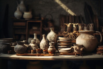 Fototapeta na wymiar Timeless Elegance: Vintage Pottery Collection