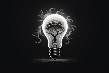 Bulb, black and white lamp, brainstorming concept