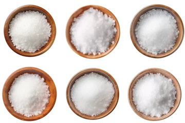 Fotobehang Set of salt in a bowl top view on transparent background © ArunKanti