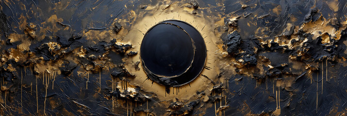 close up of a rusty mural of solar eclipse  - obrazy, fototapety, plakaty