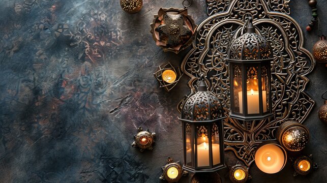 Arabic lantern of ramadan celebration background. Traditional Islamic holy holiday
