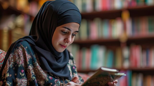 Beautiful middle eastern woman wearing abaya with smartphone. Islam religious concept.