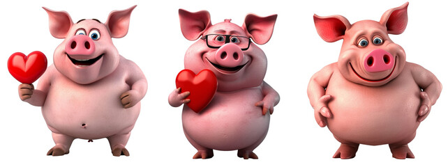 fun pig - 3d illustration white background
