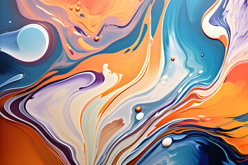 Closeup of abstract oil paint background texture with liquid fluid marbled paper texture banner texture. Generative AI (생성형 AI)