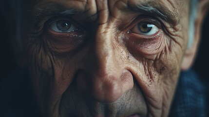 The Reality of Cognitive Impairment: A Detailed Portrait of an Elderly Man - obrazy, fototapety, plakaty