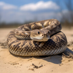 Fototapeta premium a north american rattle snake on sand.