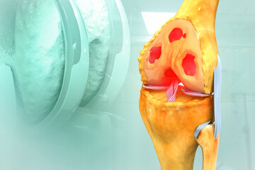 Anatomy of human knee joint.3d illustration