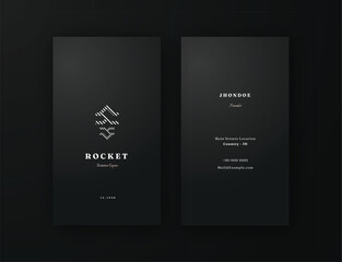 luxury masculin vertical dark black business card editable template