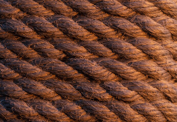 Close up of boat rope as a nautical background.