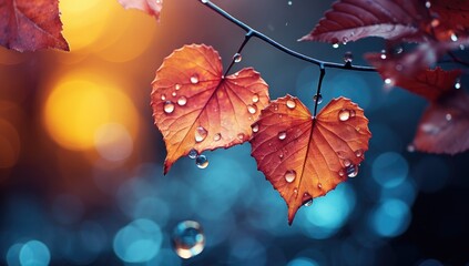 Heart shaped fall leaves, dreamy and romantic compositions