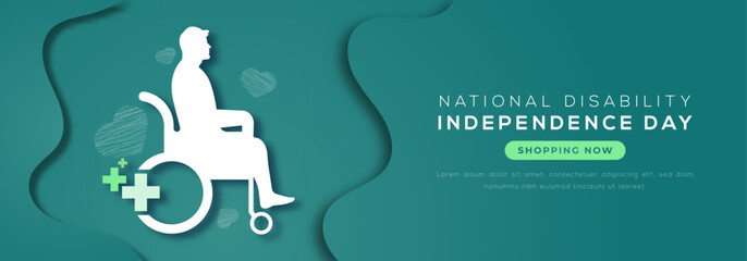 National Disability Independence Day Paper cut style Vector Design Illustration for Background, Poster, Banner, Advertising, Greeting Card