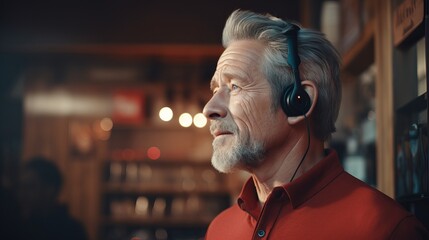 Facing Life with Hearing Impairment: Portrait of a Man with a Hearing Aid