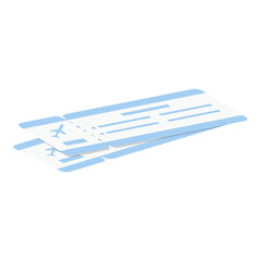 airline tickets isolated on a white background. Flat cartoon style.