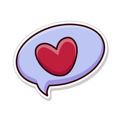 Free vector, love theme sticker, love conversation balloon illustration