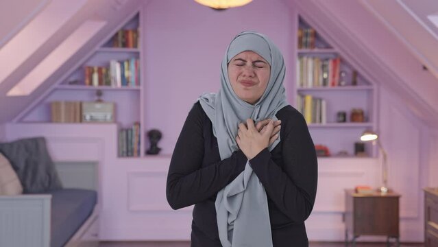Sick Muslim woman having a Heart attack