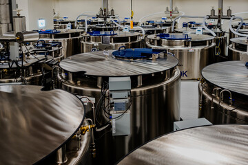 Obraz na płótnie Canvas Liquid nitrogen tanks in the lab.