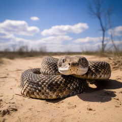 Fototapeta premium a north american rattle snake on sand.