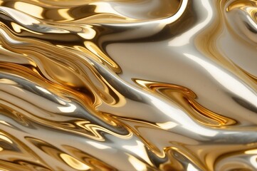Golden liquid background. Melted gold stream in motion, for beauty, cosmetics advertising