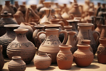Fototapeta na wymiar Traditional Terracotta Craft Display