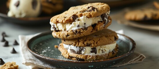Cookie ice cream sandwich made with homemade chocolate chip cookies. - Powered by Adobe