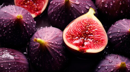 There are a lot of wet figs. Selective focus.