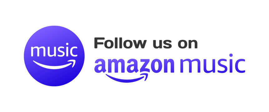 Amazon Music follow us icon. Isolated follow us on Amazon Music logo. Editorial social network icon. Amazon Music follow us button. Vector icon