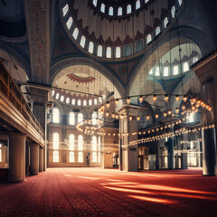 Fototapeta na wymiar new mosque in istanbul interior.