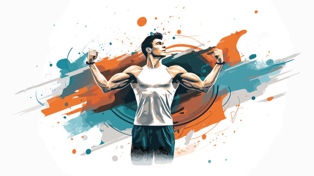 fitness with a vector art piece capturing the dedication and vigor of a gym enthusiast.  gym-goer engaged in a variety of exercises