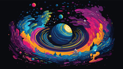 cosmic wonders with a vector art piece capturing the breathtaking beauty of space. Galaxies swirling